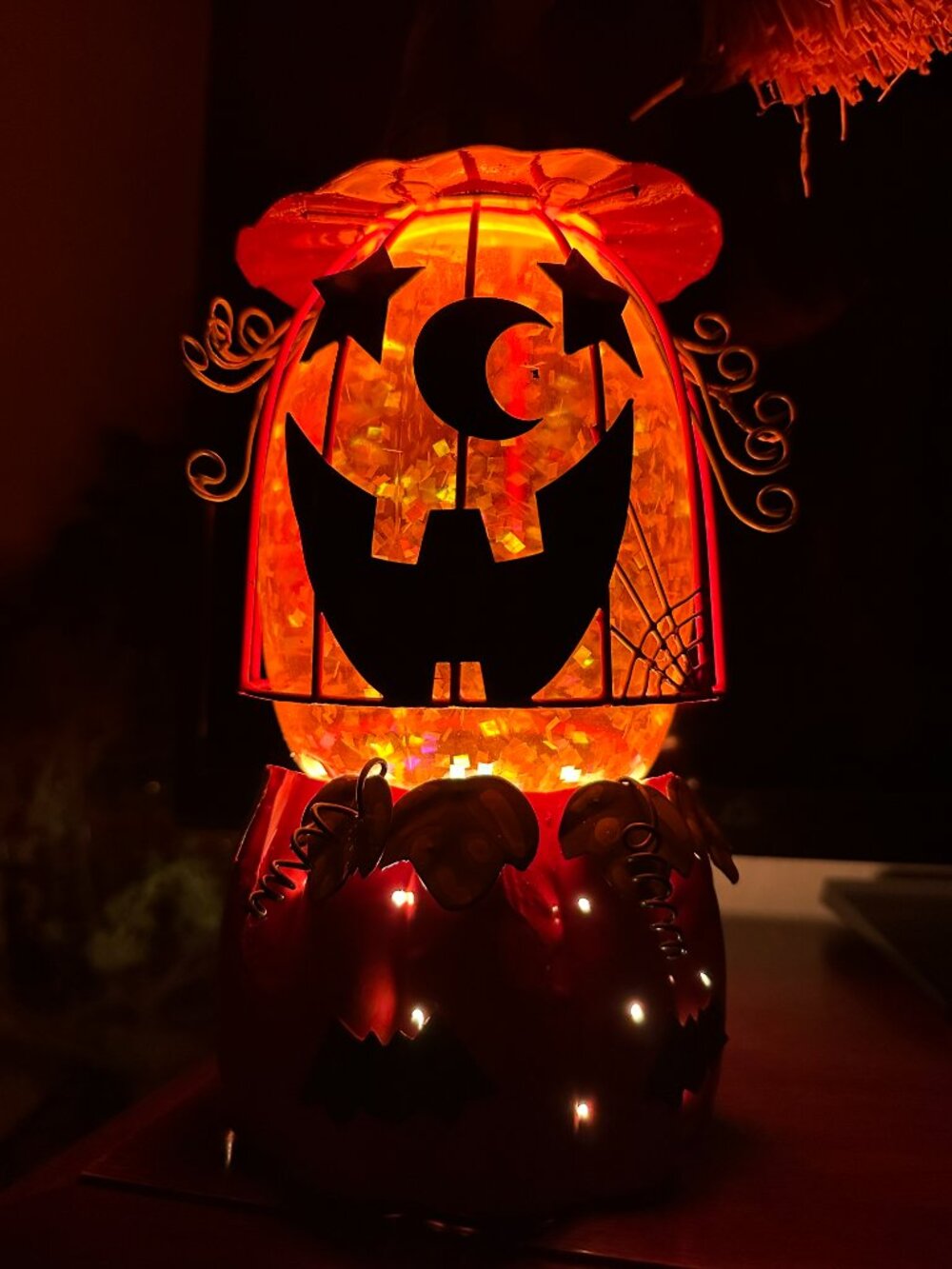 Vintage JCPenney Home Collection Pumpkin Aqua Lamp Halloween Light Original Box